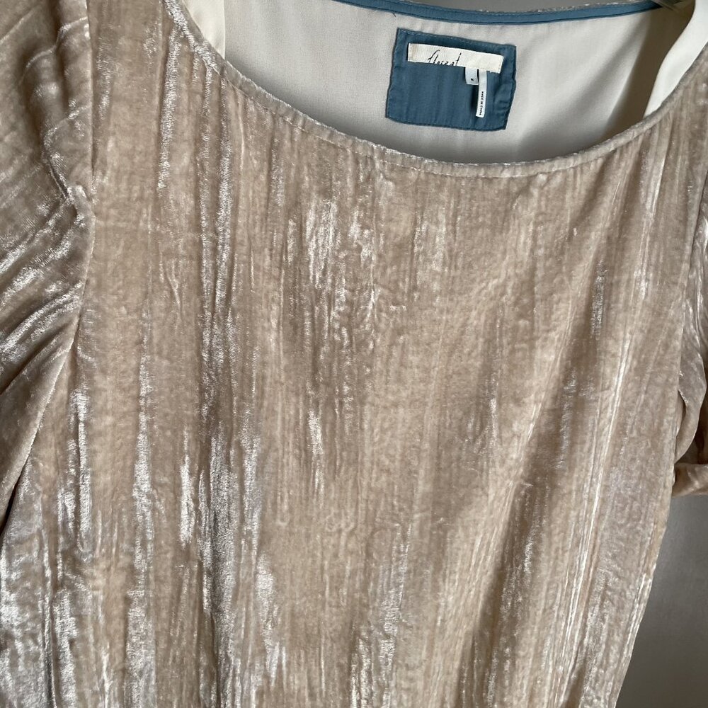 Anthropologie Floreat Champayne Crinkle Velvet Shift Tunic Dress Size M Pockets - Picture 5 of 14